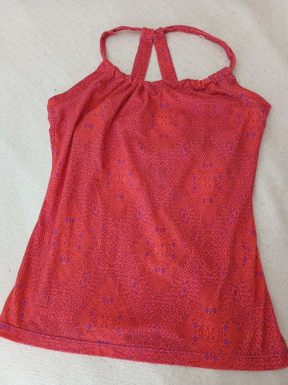 Prana Coral Pink And Purple Sports Tank with Purple Accents